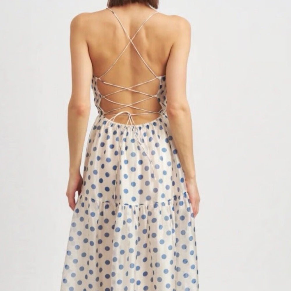 En Saison Cream Backless Halter Sundress
